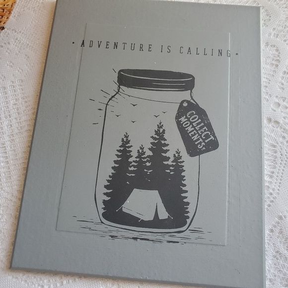 Handmade Recycled Art "Adventure is Calling" 5x7 - Picture 3 of 4